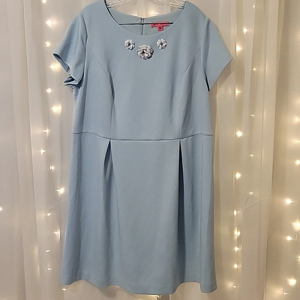 Betsey Johnson Baby blue A line dress with Floral Detail Size 18W